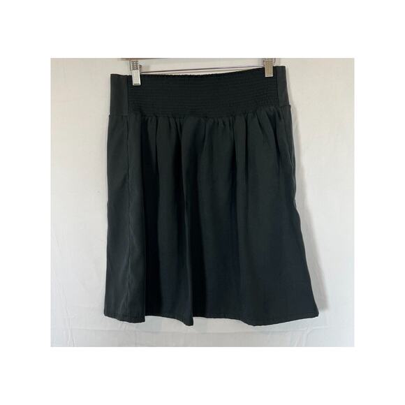 Chicos A Line Skirt Womens Size 2 US Large Smocked Back Pull On Black Casual - Picture 3 of 7